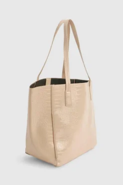 Handbags|Tote Bags*boohoo Oversized Faux Leather Croc Tote Day Bag taupe