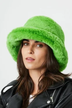 Hats & Gloves|Hats & Gloves*My Accessories London Oversized Faux-Fur Plush Bucket Hat Green