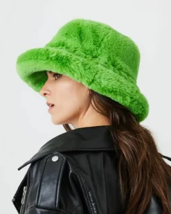 Hats & Gloves|Hats & Gloves*My Accessories London Oversized Faux-Fur Plush Bucket Hat Green