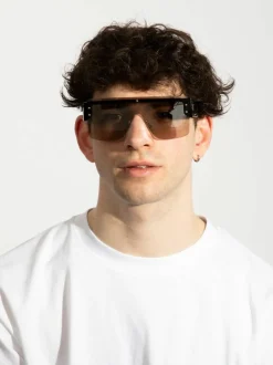 Sunglasses*SVNX Oversized Flat Top Sunglasses with Mirrored Lens in Black