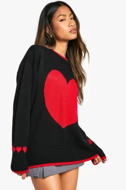Oversized Jumpers|Jumpers*boohoo Oversized Heart Jumper black