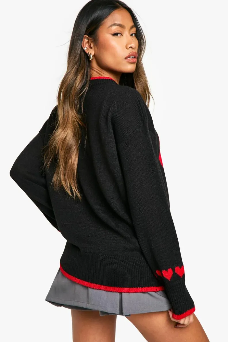 Oversized Jumpers|Jumpers*boohoo Oversized Heart Jumper black