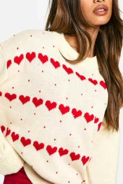 Oversized Jumpers|Jumpers*boohoo Oversized Hearts Jumper white