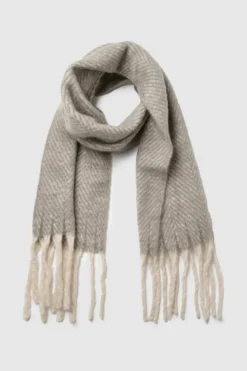 Hats & Gloves|Hats & Gloves*boohoo Oversized Herringbone Fringe Scarf grey