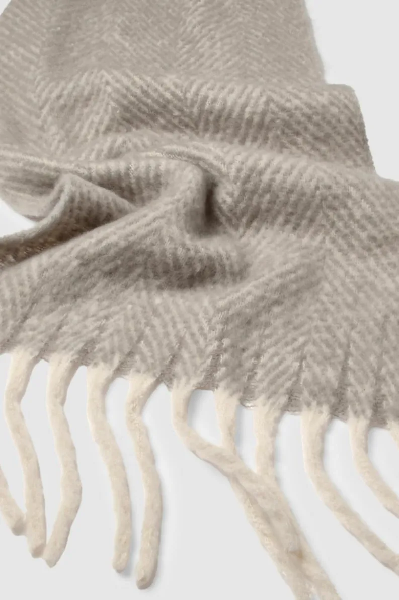 Hats & Gloves|Hats & Gloves*boohoo Oversized Herringbone Fringe Scarf grey