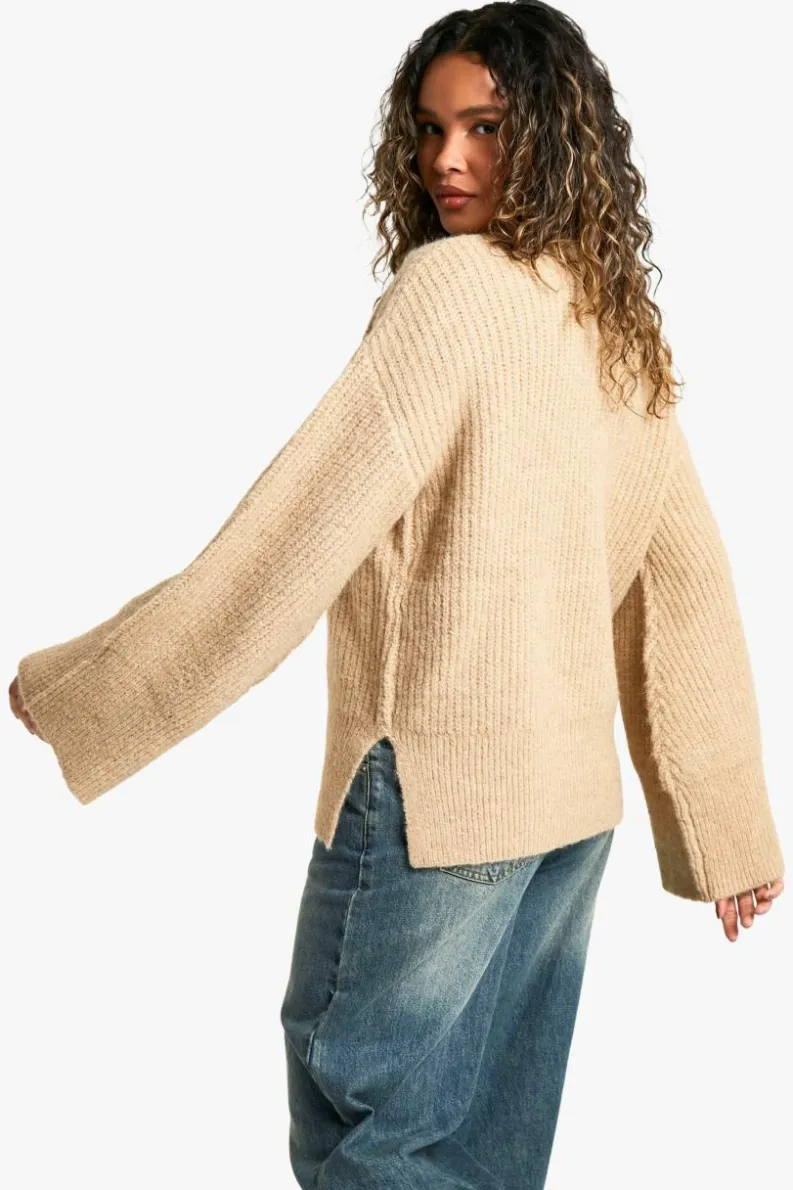 Oversized Jumpers|Jumpers*boohoo Oversized High Neck Knitted Jumper oatmeal