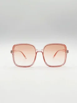 Sunglasses*SVNX Oversized Lightweight Square Frame Sunglasses in Pale Pink Light Pink