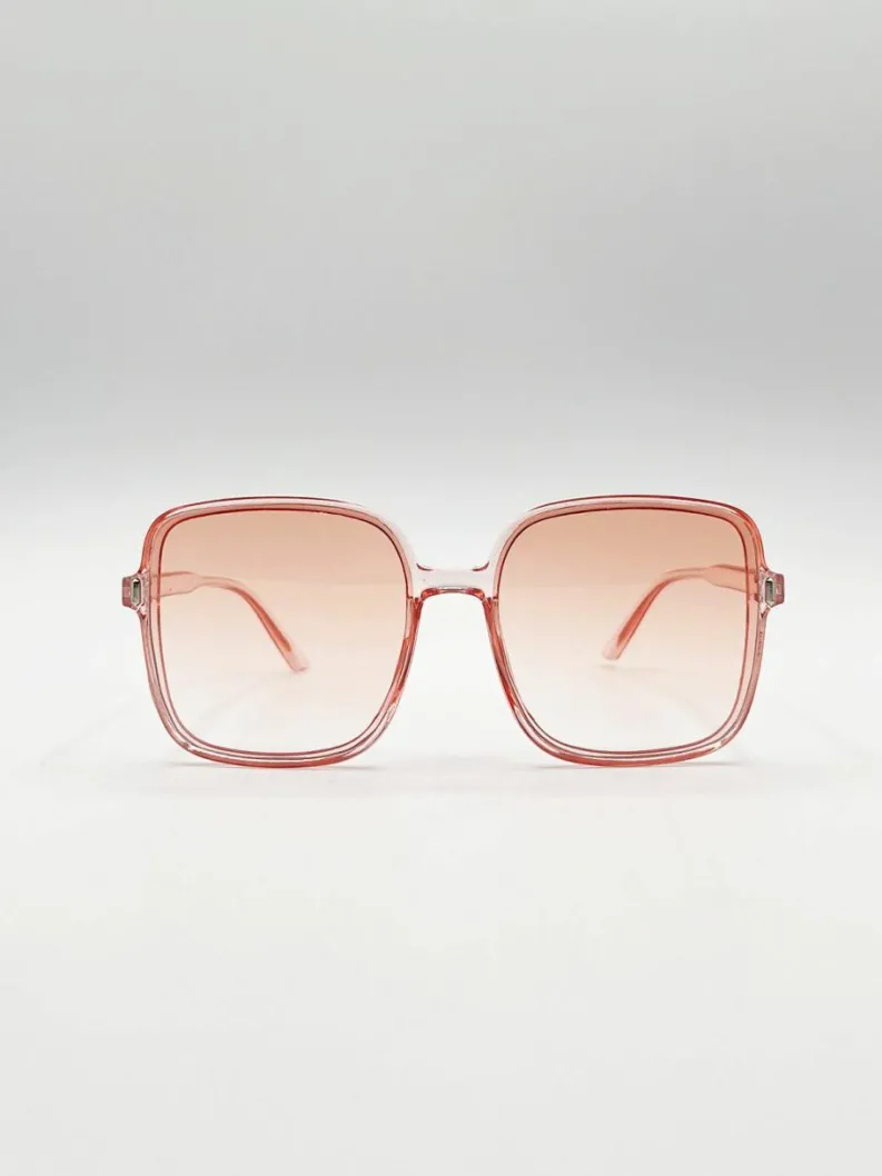 Sunglasses*SVNX Oversized Lightweight Square Frame Sunglasses in Pale Pink Light Pink