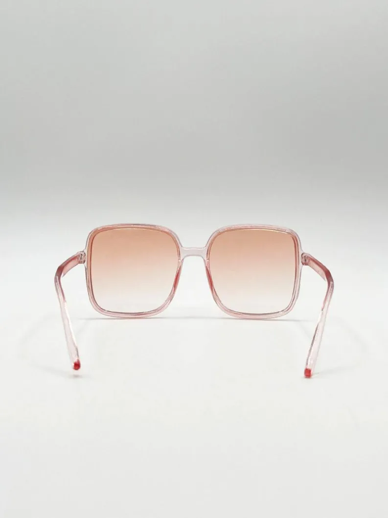 Sunglasses*SVNX Oversized Lightweight Square Frame Sunglasses in Pale Pink Light Pink