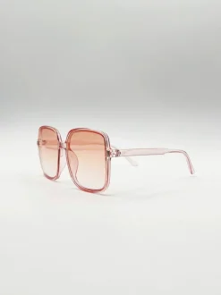 Sunglasses*SVNX Oversized Lightweight Square Frame Sunglasses in Pale Pink Light Pink