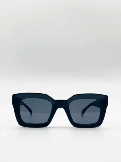 Sunglasses*SVNX Oversized Matte Crystal Frame Cateye Sunglasses Black