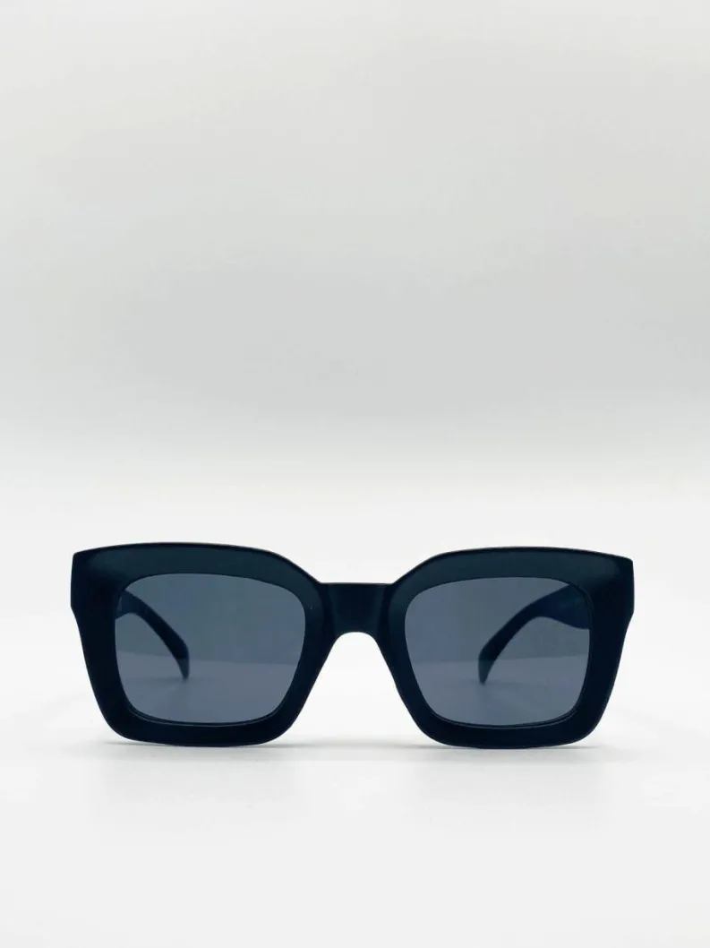 Sunglasses*SVNX Oversized Matte Crystal Frame Cateye Sunglasses Black