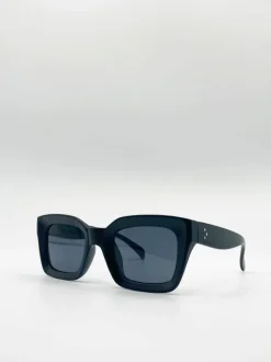 Sunglasses*SVNX Oversized Matte Crystal Frame Cateye Sunglasses Black