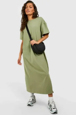 T-Shirt Dresses|Shirt Dresses*boohoo Oversized Midaxi T-shirt Dress khaki