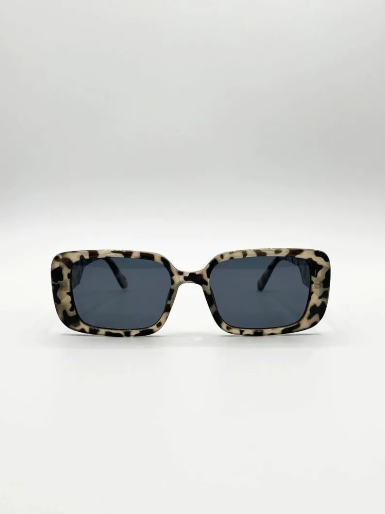 Sunglasses*SVNX Oversized Rectangle Sunglasses in Animal Print Dark Grey