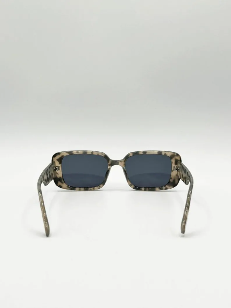 Sunglasses*SVNX Oversized Rectangle Sunglasses in Animal Print Dark Grey