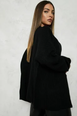 Oversized Jumpers|Cardigans*boohoo Oversized Rib Cardigan black