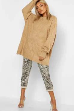 Oversized Jumpers*boohoo Oversized Rib Knit Boyfriend Jumper sand