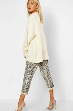 Oversized Jumpers*boohoo Oversized Rib Knit Boyfriend Jumper sand