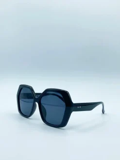Sunglasses*SVNX Oversized Rounded Angular Sunglasses in Black