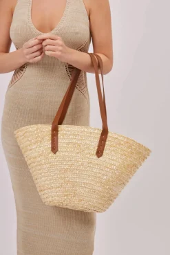 Handbags*My Accessories London Oversized Shell Straw Beach Bag Natural