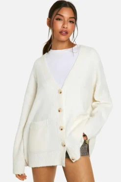 Cardigans|Knitwear*boohoo Oversized Soft Knit Boyfriend Cardigan cream