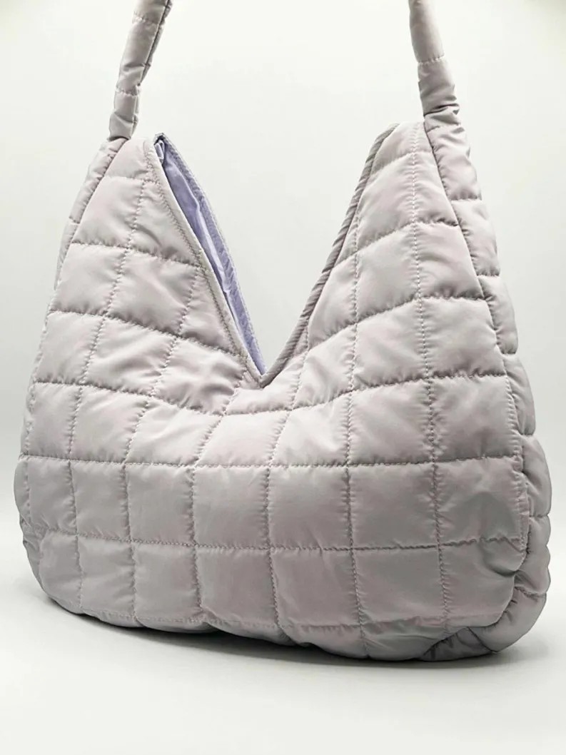Shoulder Bags*SVNX Oversized soft quilted shoulder bag Lilac