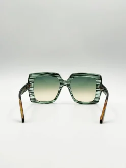 Sunglasses*SVNX Oversized Square Frame in Multi Print Green