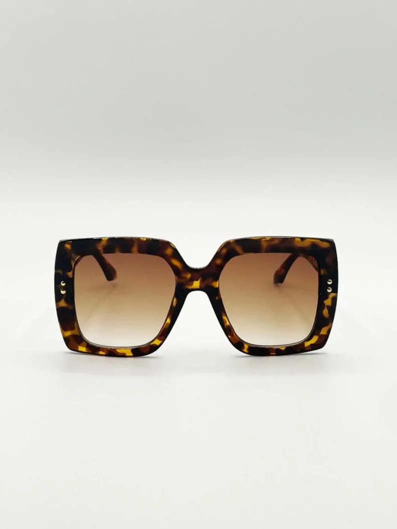 Sunglasses*SVNX Oversized Square Frame in Brown Tortoiseshell Dark Brown
