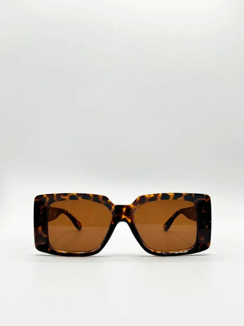 Sunglasses*SVNX Oversized Square Frame in Tortoiseshell Brown