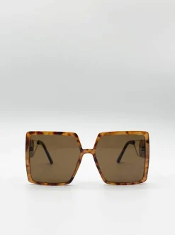 Sunglasses*SVNX Oversized Square Sunglasses With Temple Frame Detail Brown