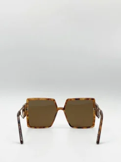 Sunglasses*SVNX Oversized Square Sunglasses With Temple Frame Detail Brown