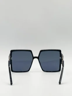 Sunglasses*SVNX Oversized square sunglasses with temple frame detail Black