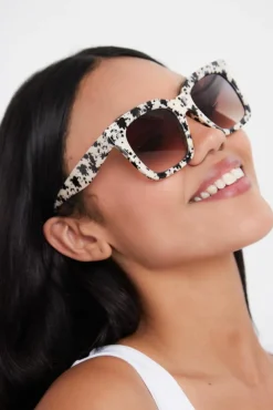 Sunglasses*My Accessories London Oversized Square Sunglasses in Milky Tortoiseshell White