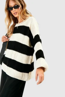 Oversized Jumpers*boohoo Oversized Stripe Jumper black