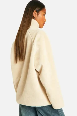 Up To 80% Off Winter Warmers|Bomber Jackets*boohoo Oversized Teddy Zip Up Jacket stone