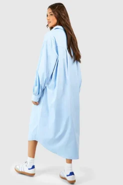 Shirt Dresses|Midi Dresses*boohoo Oversized Utility Midi Shirt blue