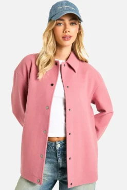 Up To 80% Off Winter Warmers|Coats & Jackets*boohoo Oversized Wool Look Shacket pink
