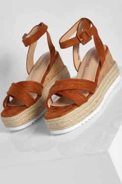 Wedges|Sandals*boohoo Padded Crossover Wedge tan