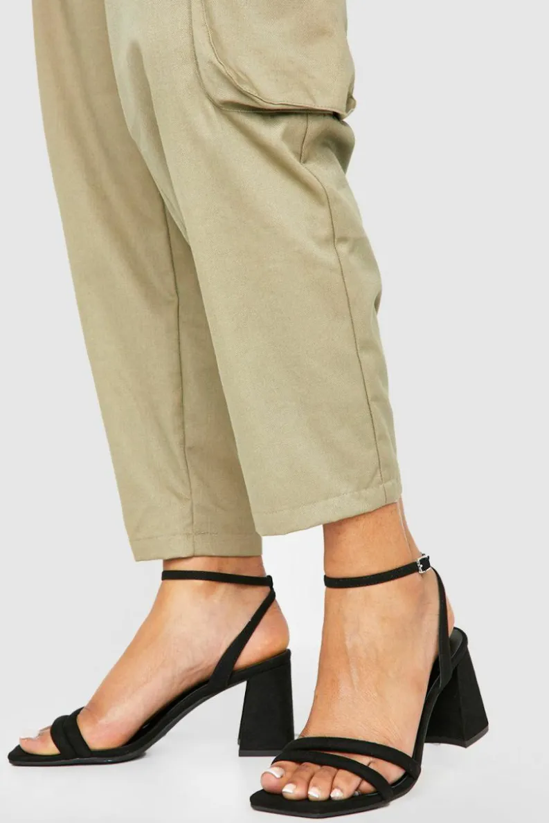 Heels*boohoo Padded Strap 2 Part Mid Block Heels black