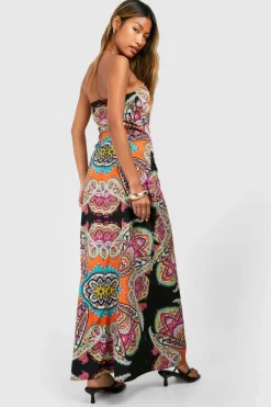 Cami Dresses*boohoo Paisley Column Maxi Dress black
