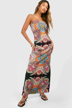 Cami Dresses*boohoo Paisley Column Maxi Dress black
