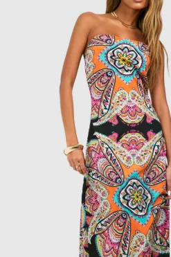 Cami Dresses*boohoo Paisley Column Maxi Dress black