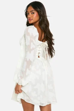 Smock Dresses*boohoo Paisley Jacquard Milkmaid Dress ivory