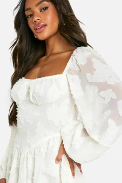 Smock Dresses*boohoo Paisley Jacquard Milkmaid Dress ivory