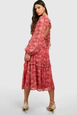Smock Dresses|Skater Dresses*boohoo Paisley Print Ruffle Smock Dress red