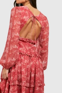 Smock Dresses|Skater Dresses*boohoo Paisley Print Ruffle Smock Dress red