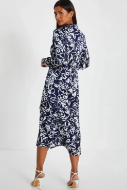 Shirt Dresses|Midi Dresses*Quiz Paisley Print Shirt Midi Dress Navy