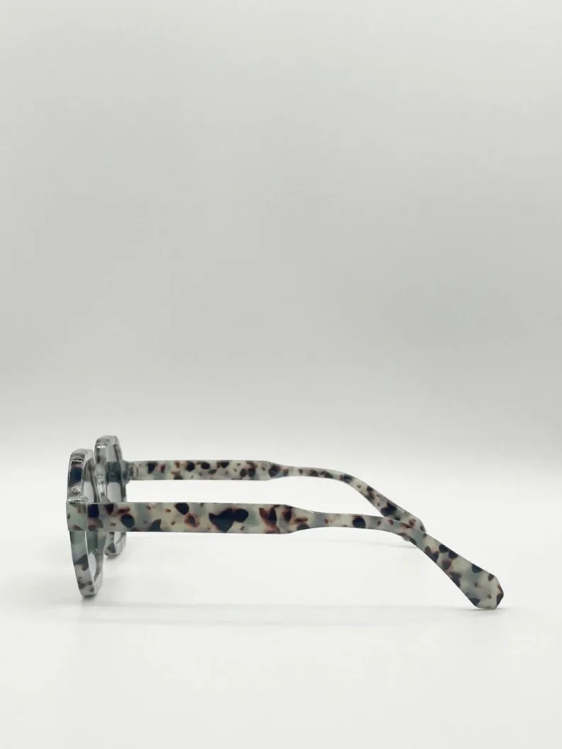 Sunglasses*SVNX Pale tortoiseshell oversized hexagon Sunglasses Grey