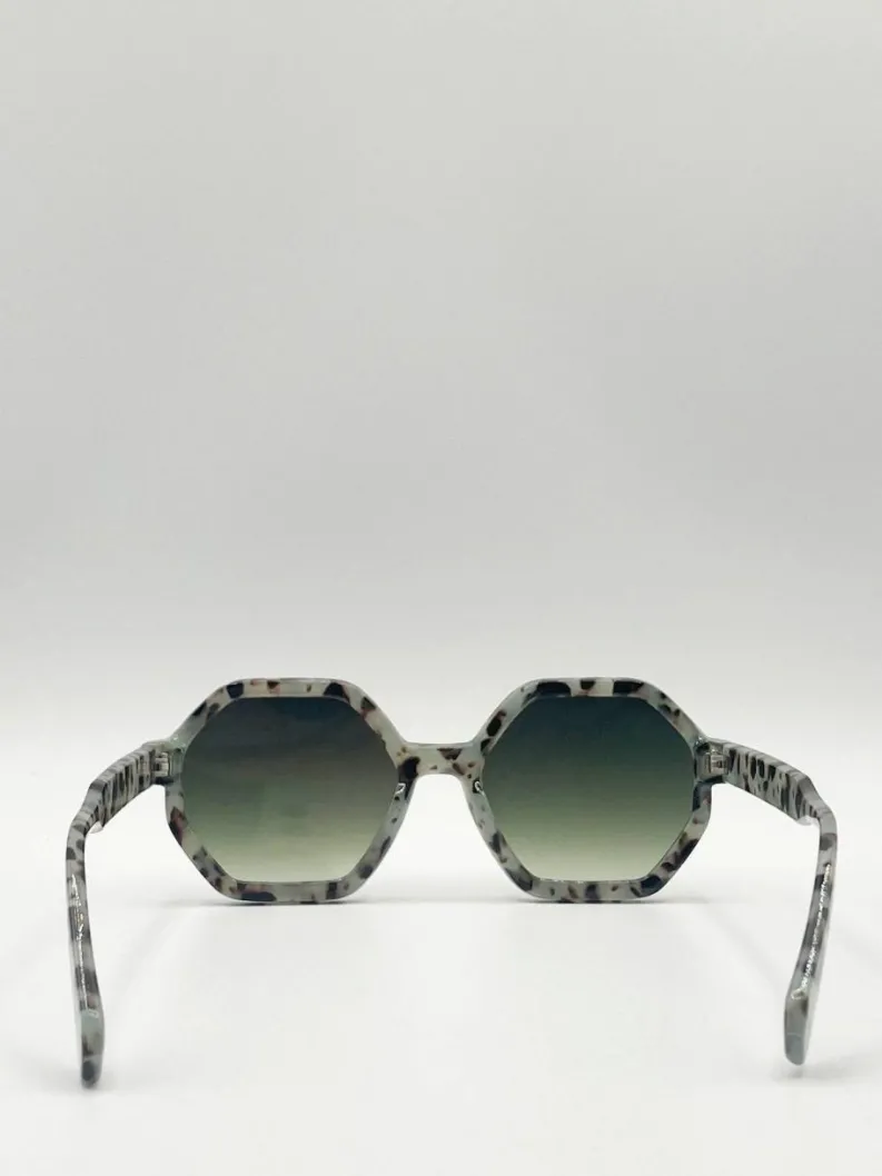 Sunglasses*SVNX Pale tortoiseshell oversized hexagon Sunglasses Grey